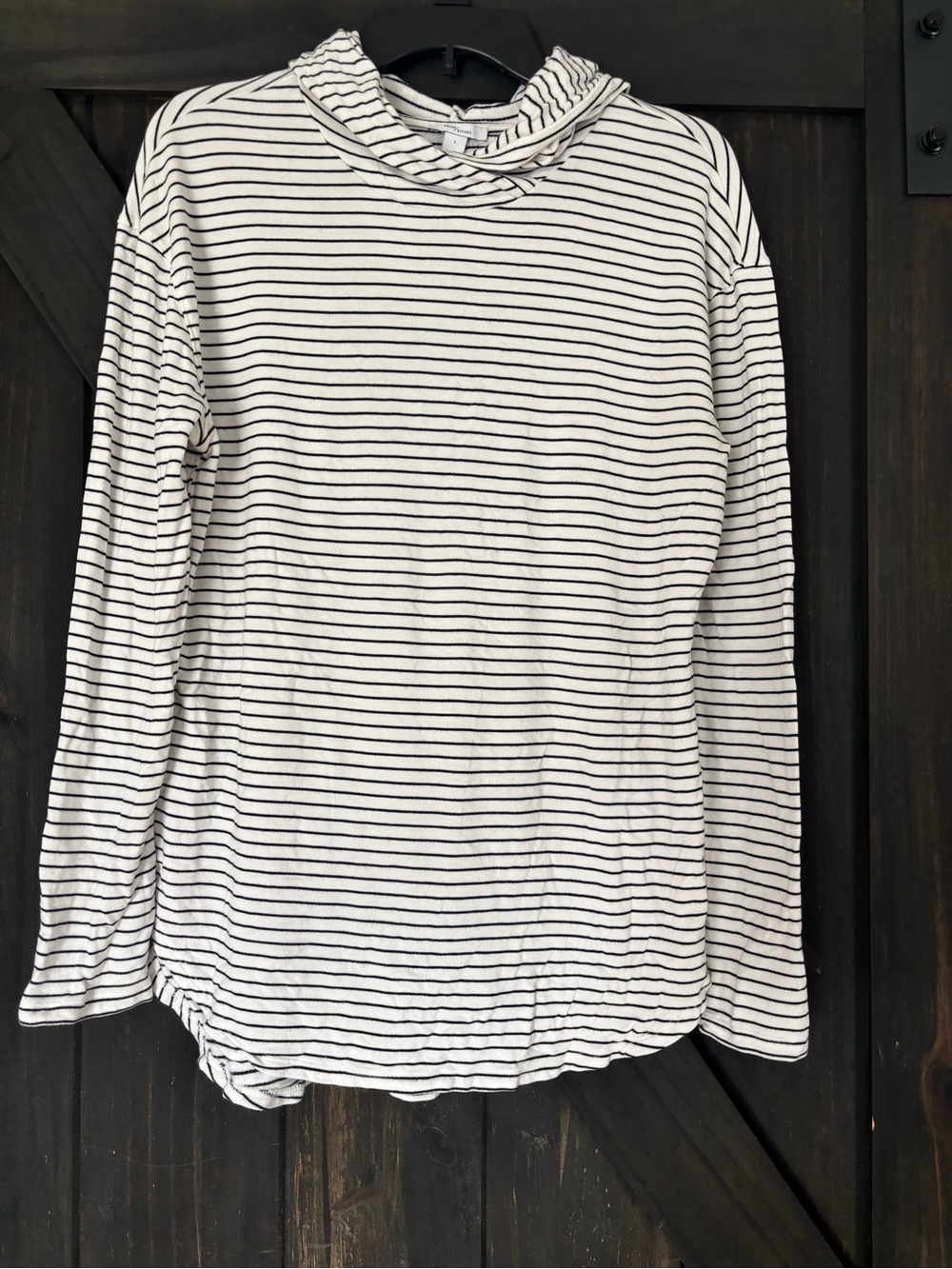 Striped Long-Sleeve Hooded Tunic Top - White/Black